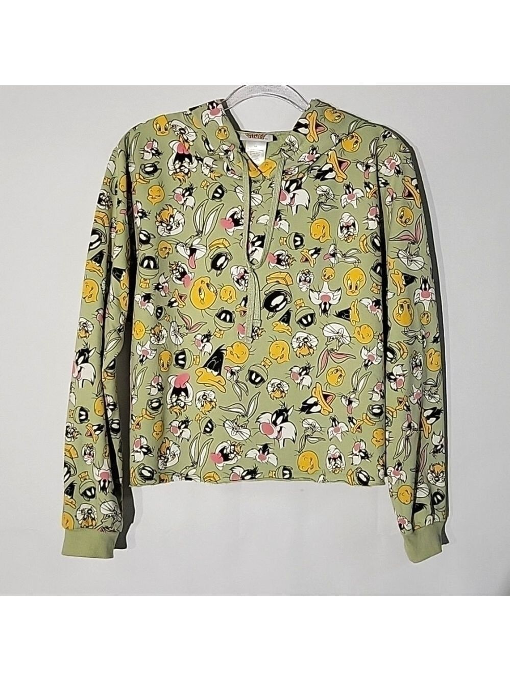 Youth Girl's Looney Tunes Cropped Hoodie, Sea Green, Size XXL